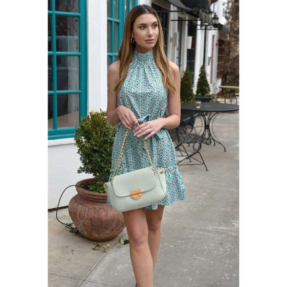 Boho Floral Halter Neck Ruffle Woven Mini Dress - Picture 6 of 6